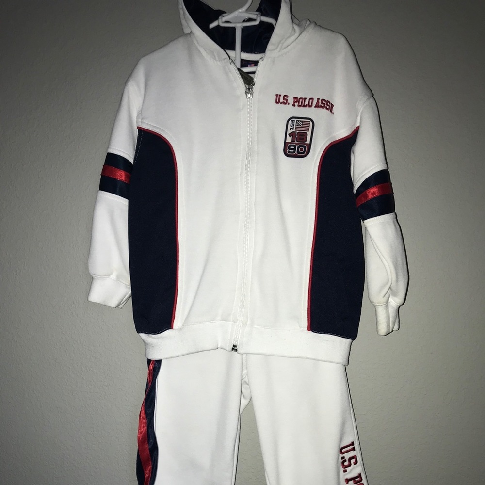 US POLO ASSN PANT/JACKET SIZE 4T, WHITE
